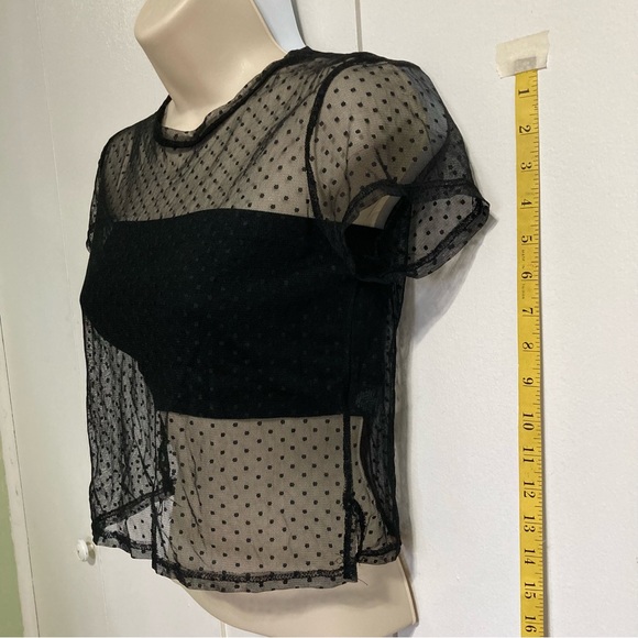 Pacsun LA Hearts Polka Dot Black Sheer Crop Top Medium - Picture 8 of 10